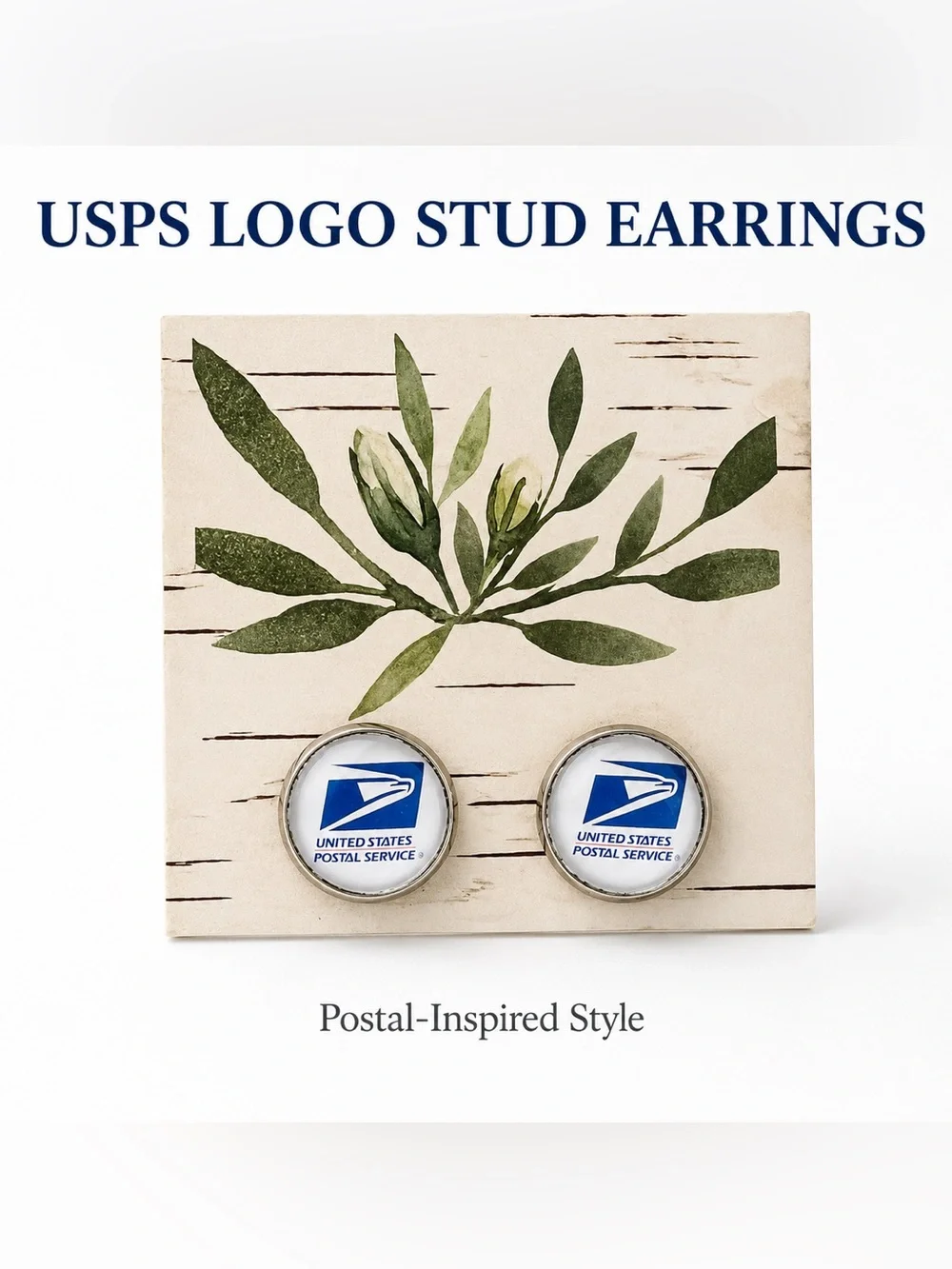 White and Blue Postal Service Inspired Earrings